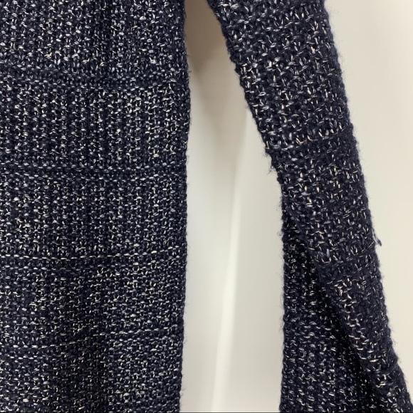 White House Black Market Navy Blue Metallic Fleck  Sweater With Removable Scarf - Picture 6 of 16